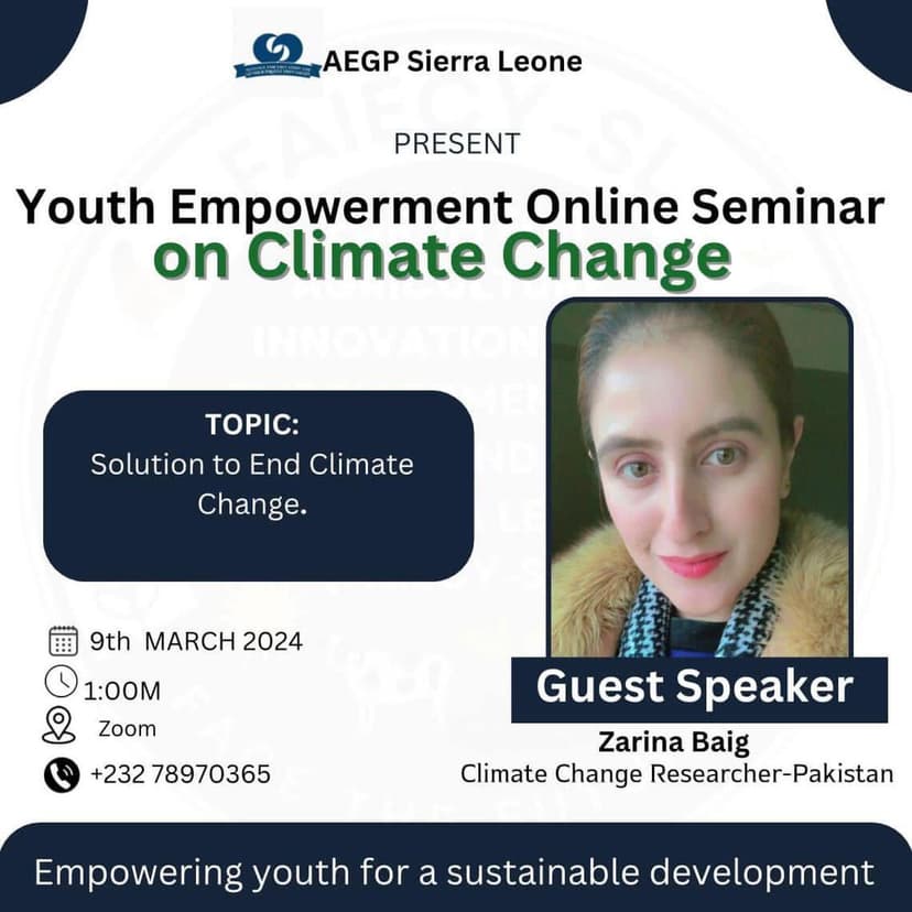 Climate Change Seminar - Guest Speaker Zarina Baig